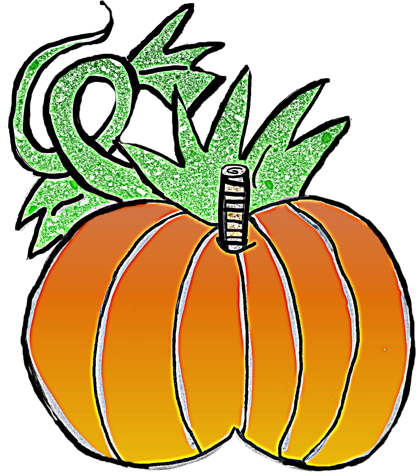 Chubby Pumpkins With Vine To Left And Large Leaf To - Pumpkin (1412x1600)