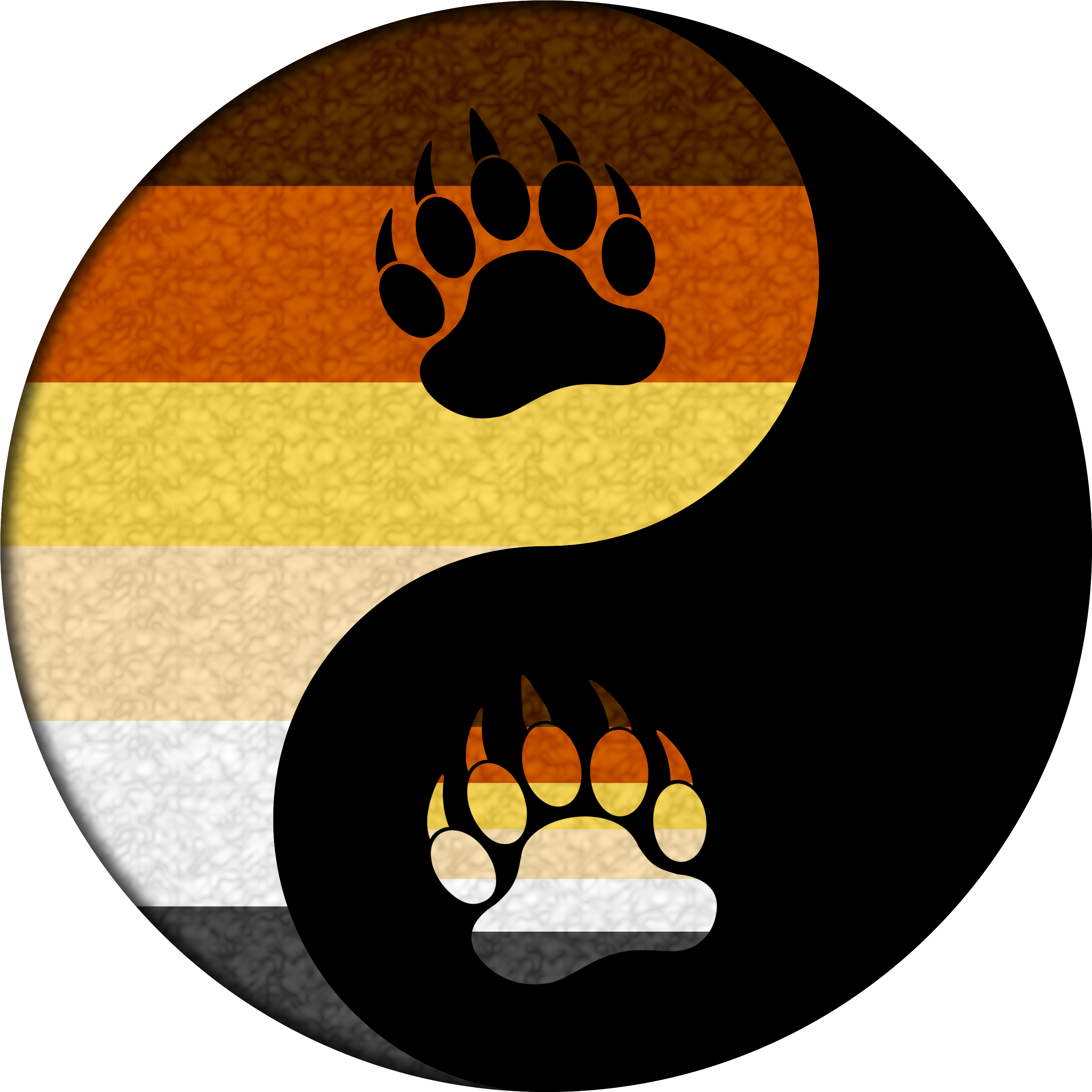 Paws Clipart Bear Cub - Bear Paw Yin And Yang (3000x3000)