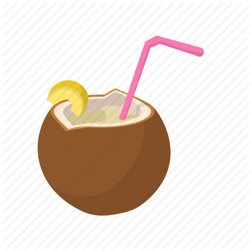 Cartoon Coconut Drink Clipart Coconut Water Cocktail - Cocktail Cartoon (512x512)