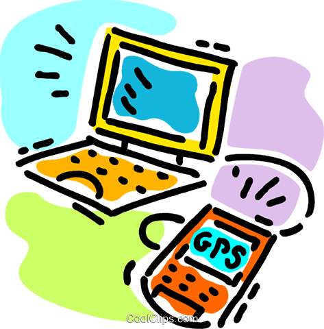 Laptop And A Gps Royalty Free Vector Clip Art Illustration - Clip Art (473x480)