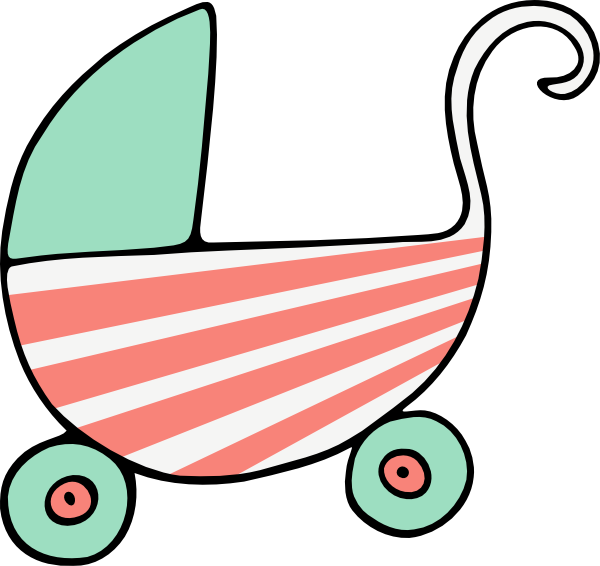 Mint Stroller Clip Art - Girl Baby Stroller Greeting Cards (600x566)