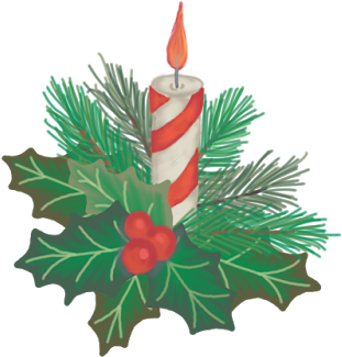 Hand Drawn Christmas Candle With Holly Berries And - Drawing (400x400)