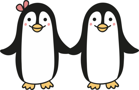Penguin T-shirt Drawing Cuteness Love - Animal Couple Cartoon Png (527x340)