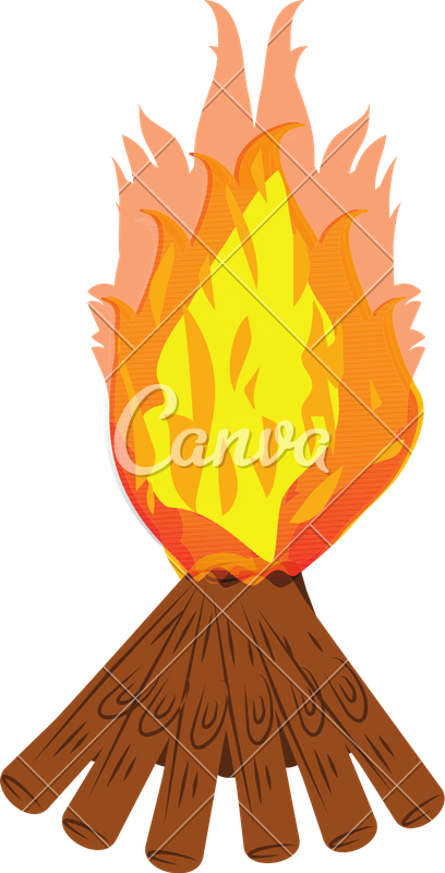 Illustration Of Burning On Firewood - Illustration (408x800)