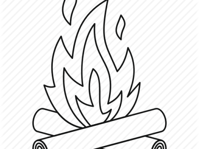 Drawn Campfire Fire Wood - Outline Of A Bonfire (640x480)