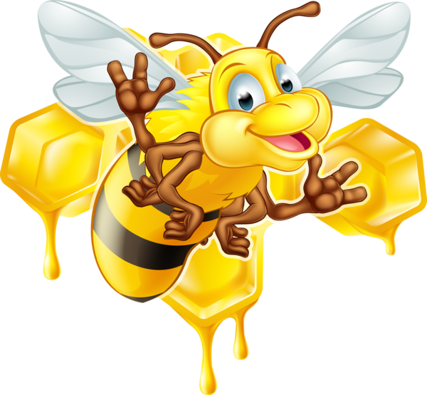 Honeycomb Wax Bee Cartoon Clipart Bee Honeycomb - Desenho De Zangão De Abelha (600x554)