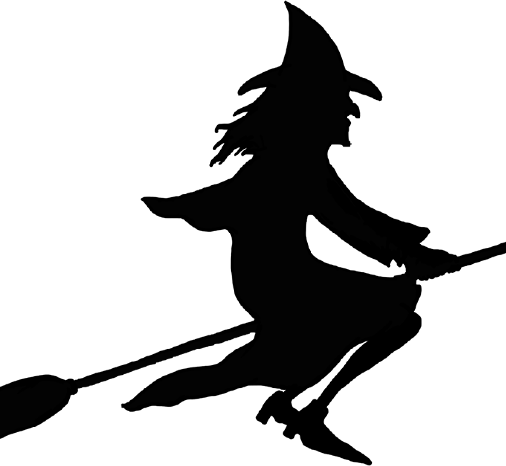 Witch On Broom Clipart Witch On Broomstick Silhouette - Transparent Background Witch Clipart (1024x1024)