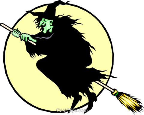 Witch On A Broomstick Royalty Free Vector Clip Art - Witch On A Broomstick (480x385)
