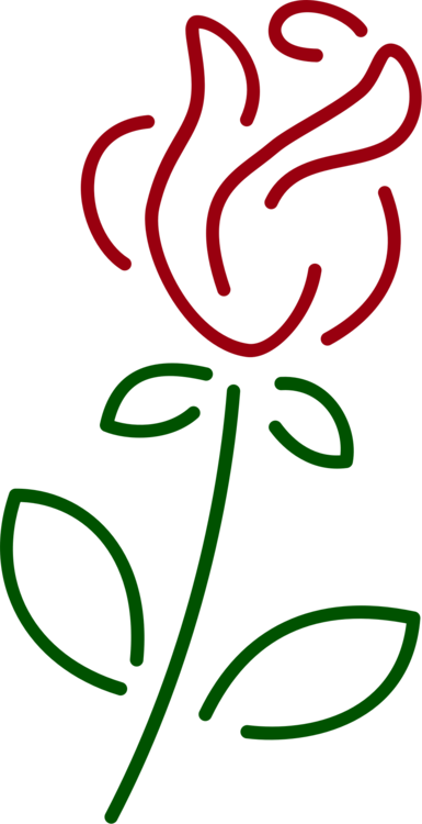 Rose Drawing Line Art Silhouette - Rose Line Png (385x750)