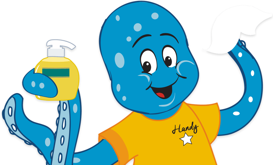 Clean Clipart Washing Hand - Handy Hand Washing Octopus (904x548)