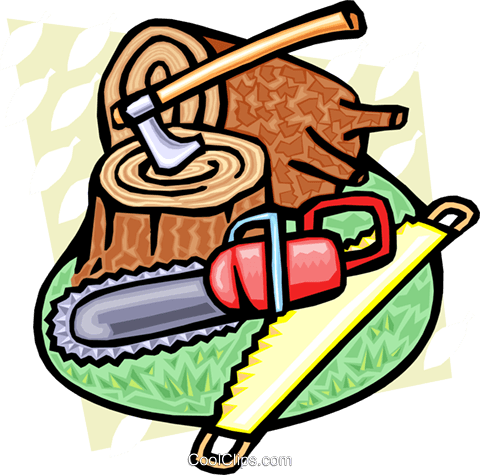 Logging Tools Royalty Free Vector Clip Art Illustration - Logging (480x475)