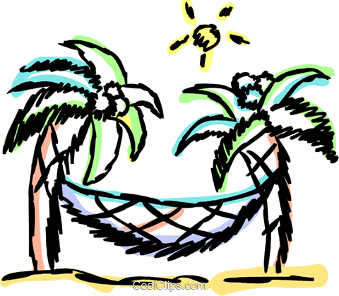 Relaxing At The Beach Royalty Free Vector Clip Art - Beach (480x419)