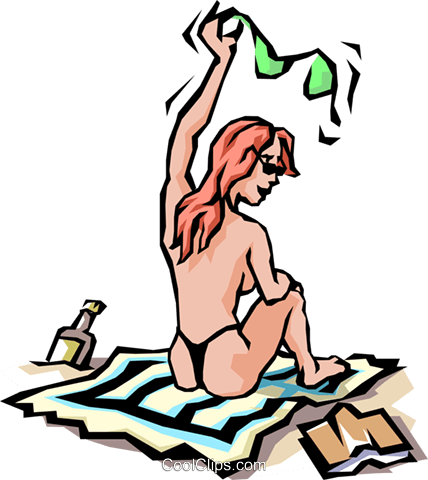 Topless Swimmer Royalty Free Vector Clip Art Illustration - Toplessness (428x480)