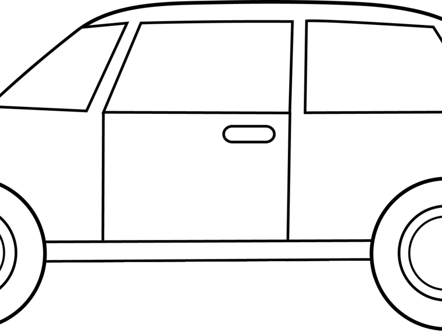 Clip Art Black And White Clipart Car Door Clip Art - Clipart Of Black N White Car (900x675)