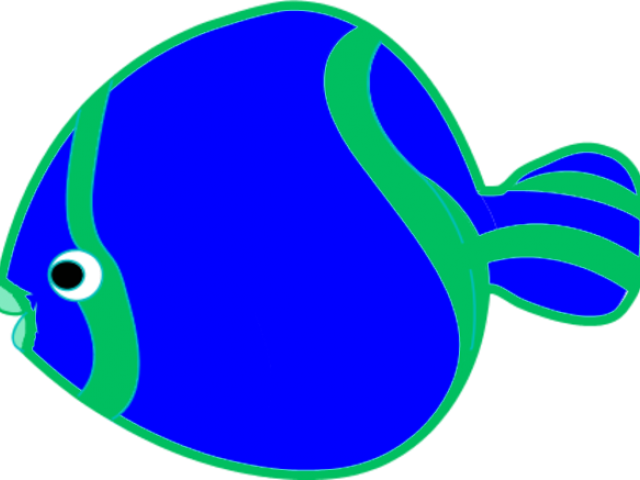 Rock Clipart Underwater - Blue Fish Clip Art (640x480)
