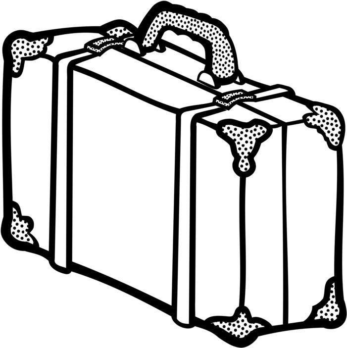 Suitcase Baggage Line Art Drawing Travel - Suitcase Clipart Black And White (748x750)