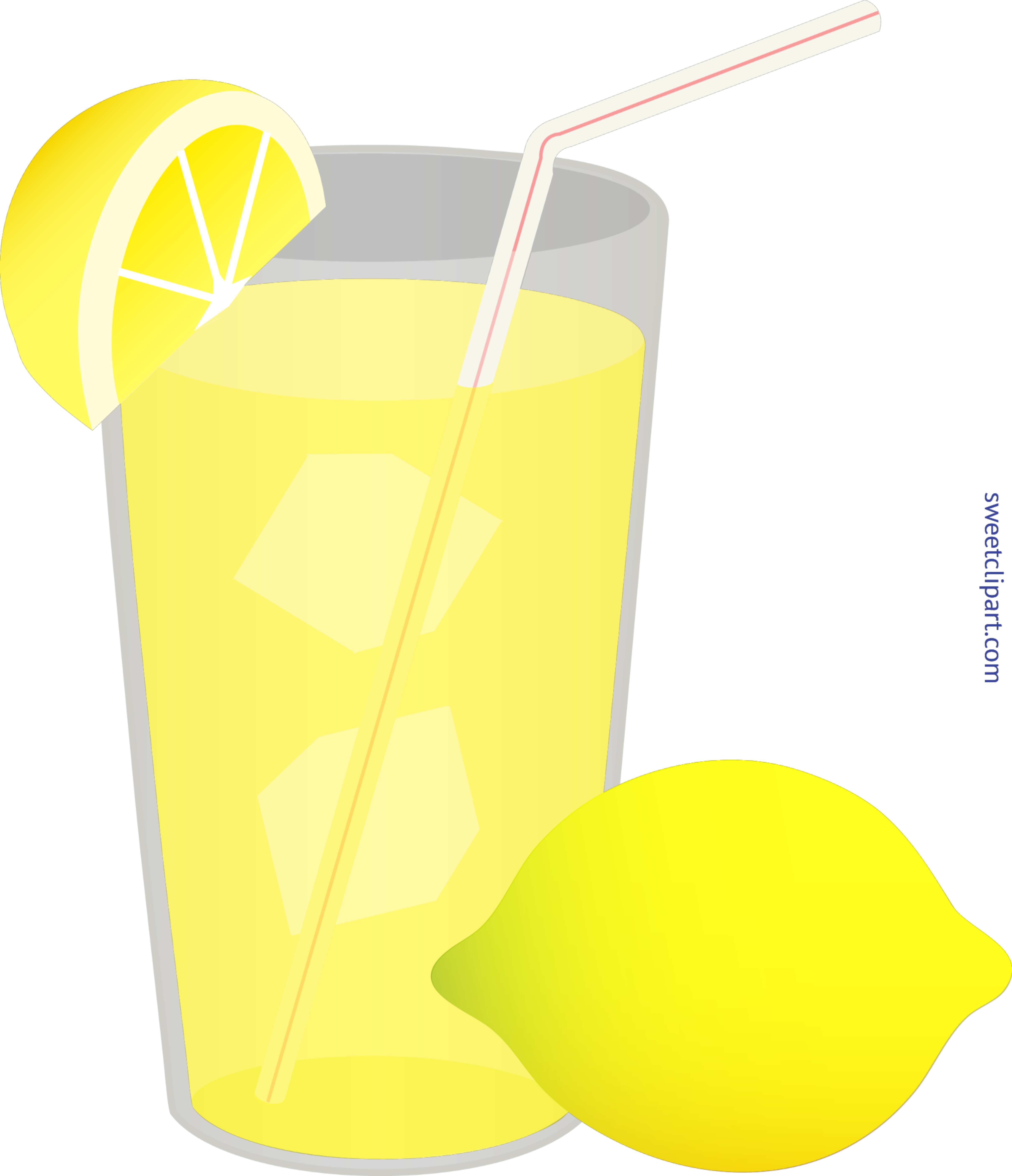 Iced Glass Straw Wedge Clip Art Sweet - Cup Of Lemonade Clipart (4842x5628)