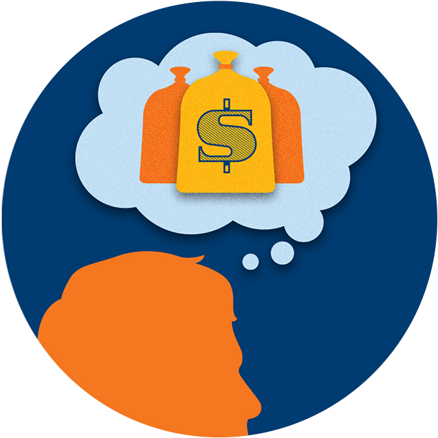 A Thought Bubble Filled With Bags Of Cash Floats Over - Thought (637x637)