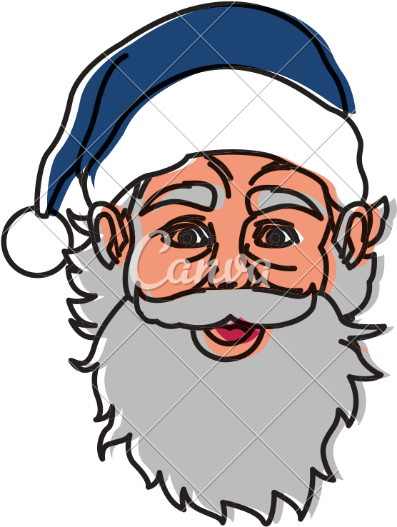 Santa Claus Face Pop Art Cartoon - Illustration (800x800)
