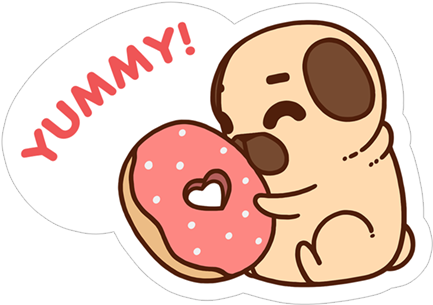 Viber Sticker «lovely Puglie» - Pug In A Donut (490x317)
