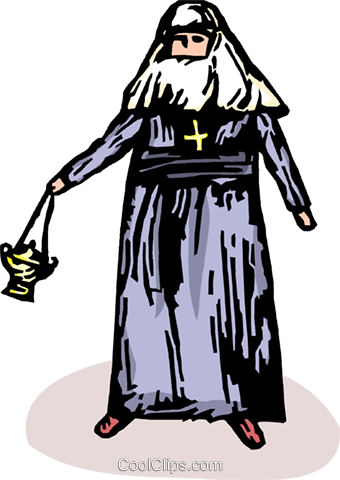 Nun With Incense Royalty Free Vector Clip Art Illustration - Illustration (340x480)