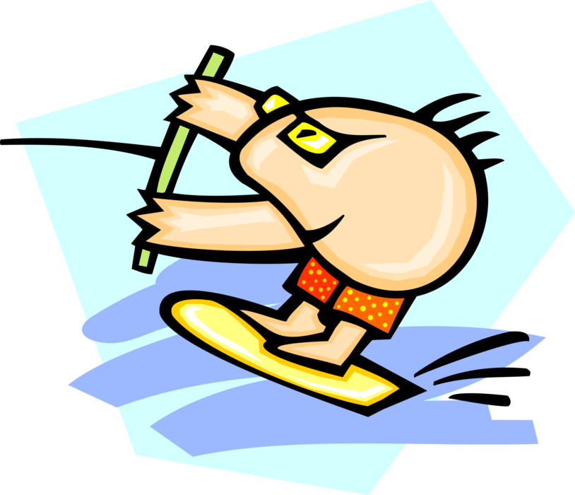 Vector Illustration Of Water Skier On Skis Shows Off - Vector Illustration Of Water Skier On Skis Shows Off (814x700)