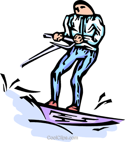 Water-skier Royalty Free Vector Clip Art Illustration - Water-skier Royalty Free Vector Clip Art Illustration (423x480)