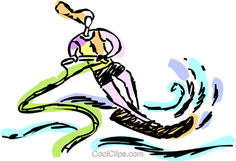 Woman Water Skiing Royalty Free Vector Clip Art Illustration - Illustration (480x329)