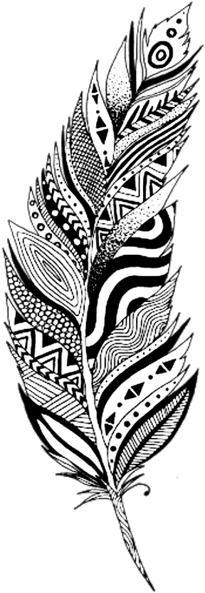 Feather Black Boho Bohemian Bohofeathers Featherart - Black And White Feather Art (1024x1024)