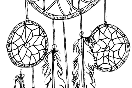 Png Library Library Boho Drawing Easy - Atrapasueños Dibujo Para Colorear (450x300)