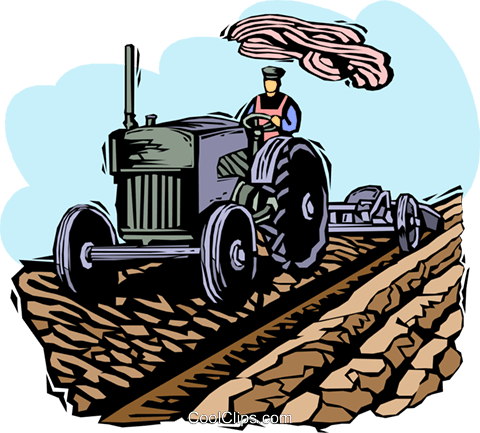Farmer With A Tractor Royalty Free Vector Clip Art - Agriculture (480x433)