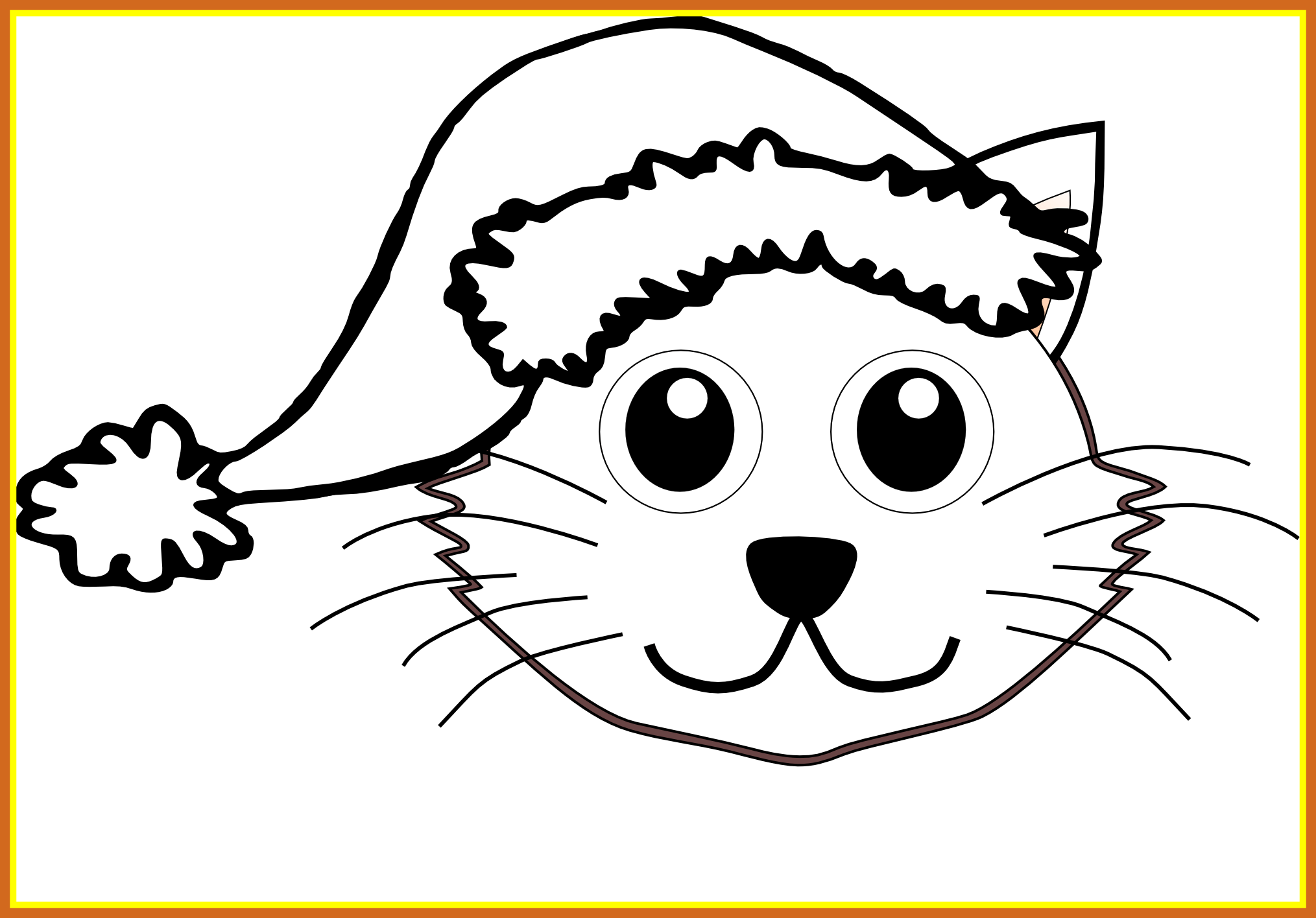Amazing Cute Drawing At Getdrawings For Personal - Cat In Santa Hat Clipart (2029x1416)
