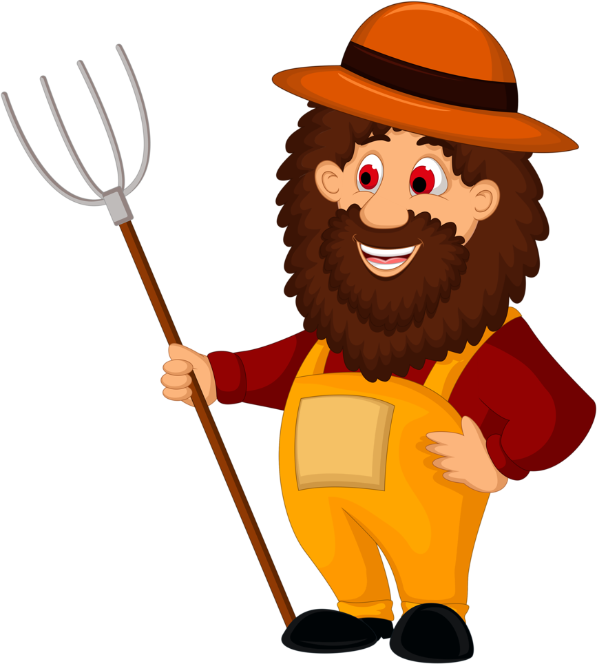 Clip Art, Farm Gate, Characters, Illustrations - Farmer Cartoon Png (916x1024)