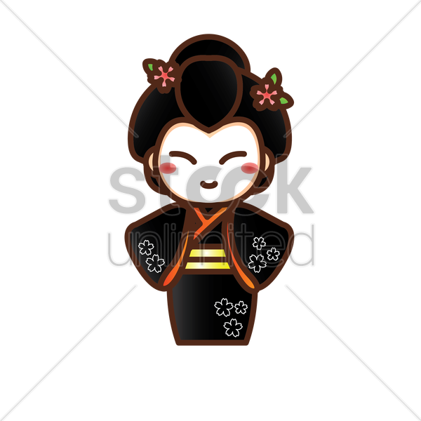 Geisha Clipart Female - Japanese Geisha Cartoon (600x600)