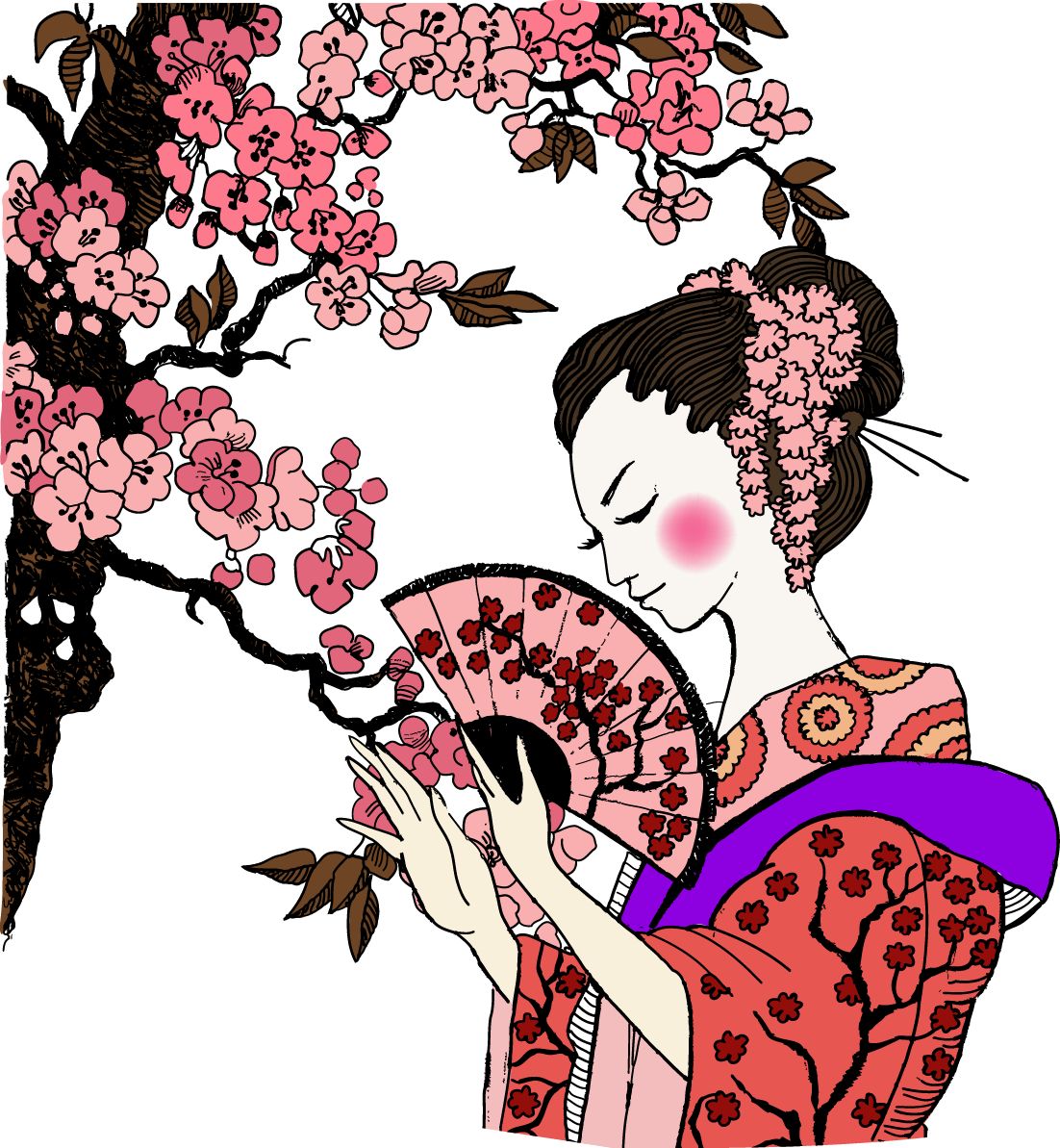 Geisha Ancient Women Transprent Png Free - Geisha Japonesa Dibujo (1102x1193)