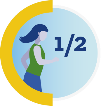 An Icon Of A Woman Running With The Text 1/2 - Cdc (346x362)