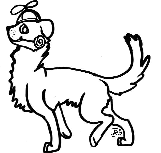 Propeller Beanie Lollipop Dog - Line Art (912x704)