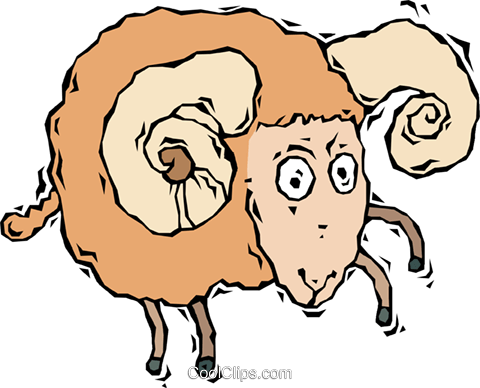 Ram, Sheep Royalty Free Vector Clip Art Illustration - Illustration (480x388)