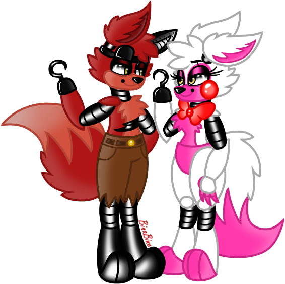 Clip Art Black And White Download Ballora Drawing Mangle - Funtime Foxy And Mangle (587x588)