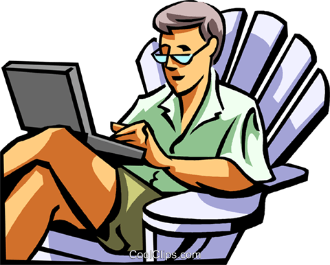 Man Working On A Laptop Computer Royalty Free Vector - Sitting (480x386)