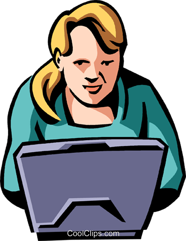 Woman Working On A Laptop Royalty Free Vector Clip - Woman Working On A Laptop Royalty Free Vector Clip (371x480)