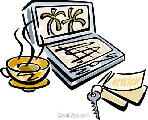 Laptop Computer With Coffee Royalty Free Vector Clip - Laptop Computer With Coffee Royalty Free Vector Clip (480x389)