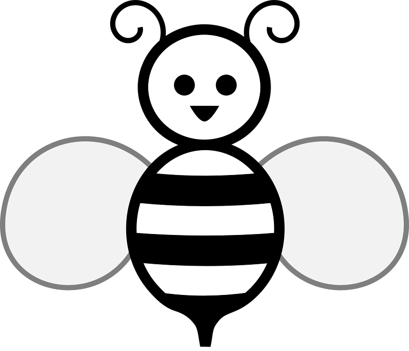 Bee Desktop Backgrounds Free Vector Graphic Honey - Black And White Cartoon Bees (839x720)