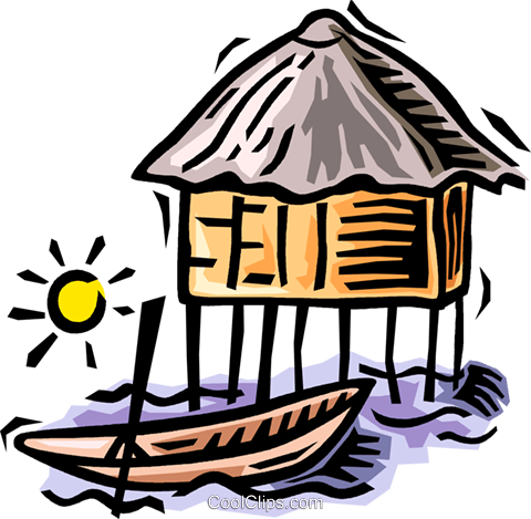 Huts Royalty Free Vector Clip Art Illustration - Building (480x469)