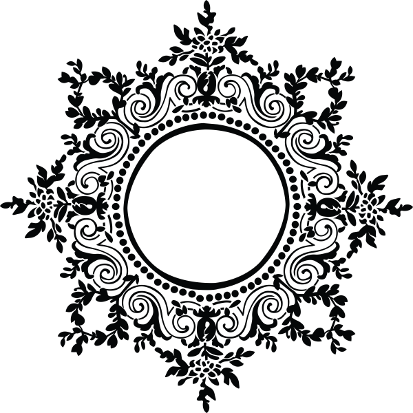 Black Filigree Frame - Wedding Digital Invitation Black And White (600x600)