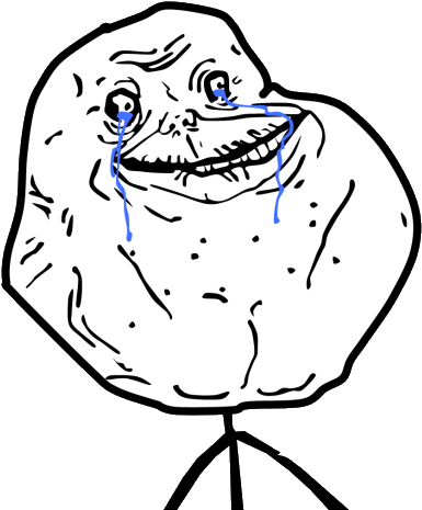 Forever Alone Clipart Alone Png - Sad Meme Face Png (413x479)
