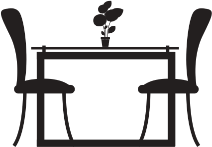 Silhouette Dining Room With Two - Table And Chairs Silhouette (550x550)