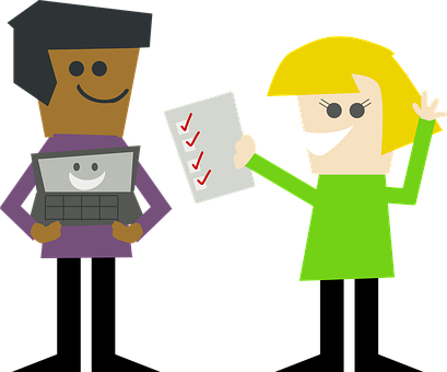 Checklist Collaboration Characters Develop - Interaction Clipart (409x340)