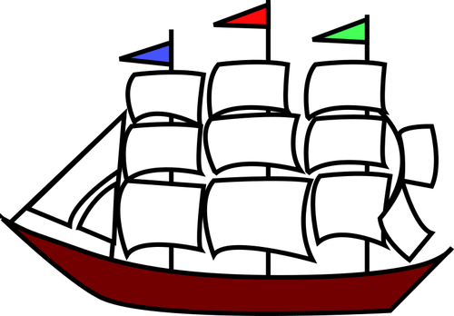 Sailing Ship Clipart Red Boat - Boat Symbol (500x348)