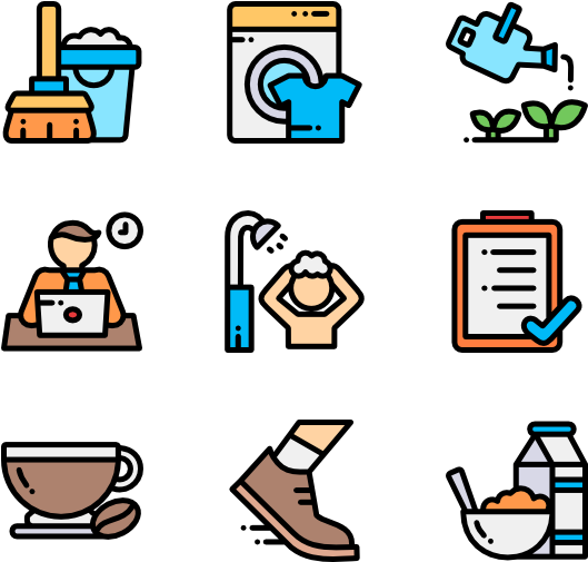 Morning Routine - Flat Icon Employee (600x564)